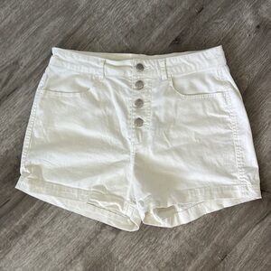 Converse White/Cream High Rise Button Up Shorts